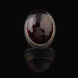 Iris Flower Model Garnet Ring - Chunky Sterling Silver Engagement Ring for Men — image 3