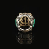 Amethyst & Malachite Ring – Large Statement Chunky Silver Whiskey Barrel Ottoman Vintage Ring – Engagement Promise Gift for Husband — image 6