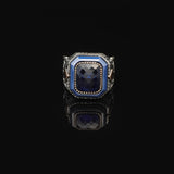 Handmade Vintage Blue Sapphire Ring - Polished 925 Sterling Silver Men's Gemstone Ring — image 3