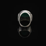 Jade Ring for Men – Chunky Sterling Silver Ring with Micro Sapphire Stone — image 5