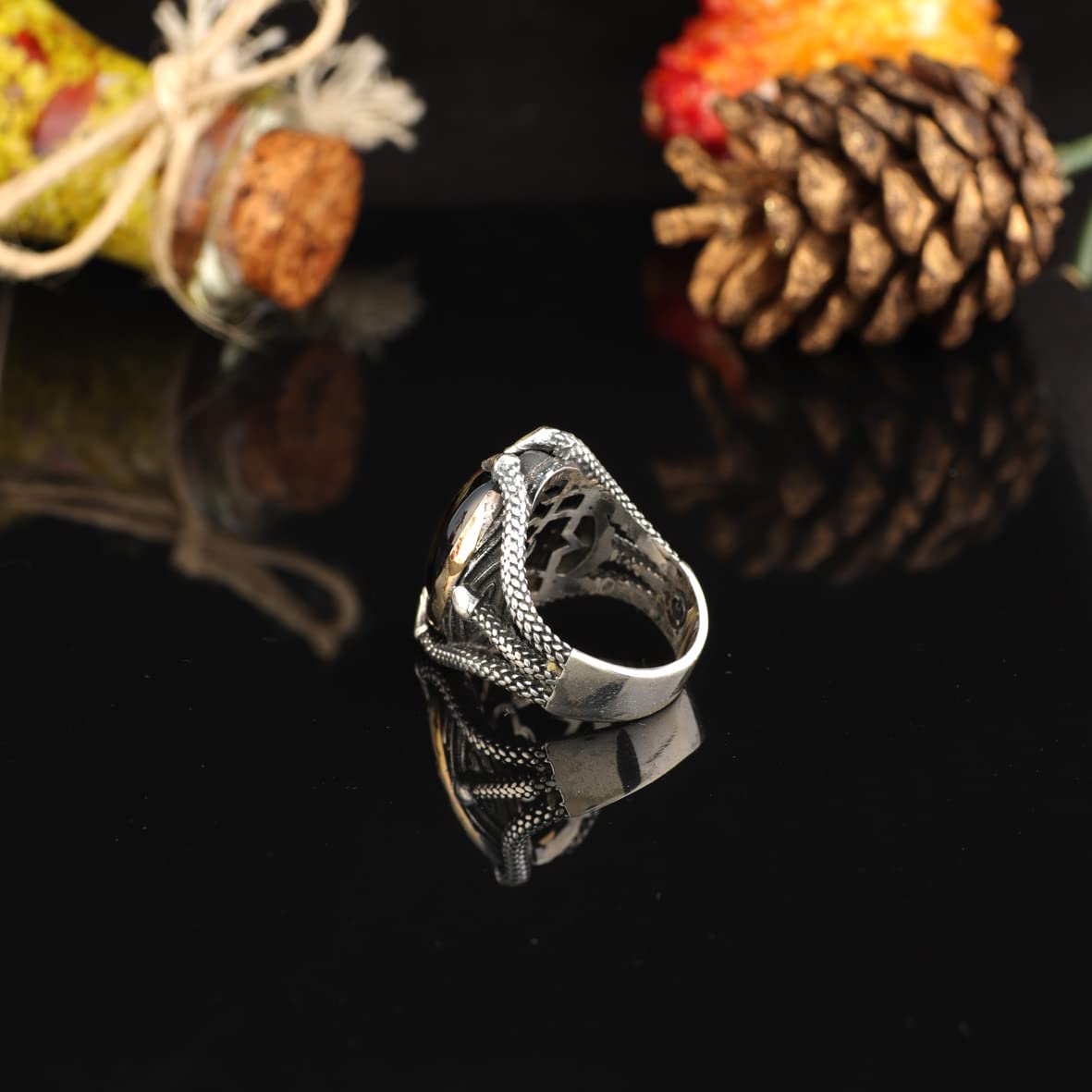 925K Sterling Silver Ring Onyx Ring