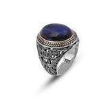 Handmade Blue Tiger Eye Men's Ring - 925 Sterling Silver Gemstone Jewelry with Silver Polishing Cloth Gift — image 1