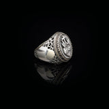Vintage Heart Design Cross Signet Ring for Men - 925 Sterling Silver Christian Statement Ring - Polished Handmade Engagement Ring with Custom Engraving — image 4