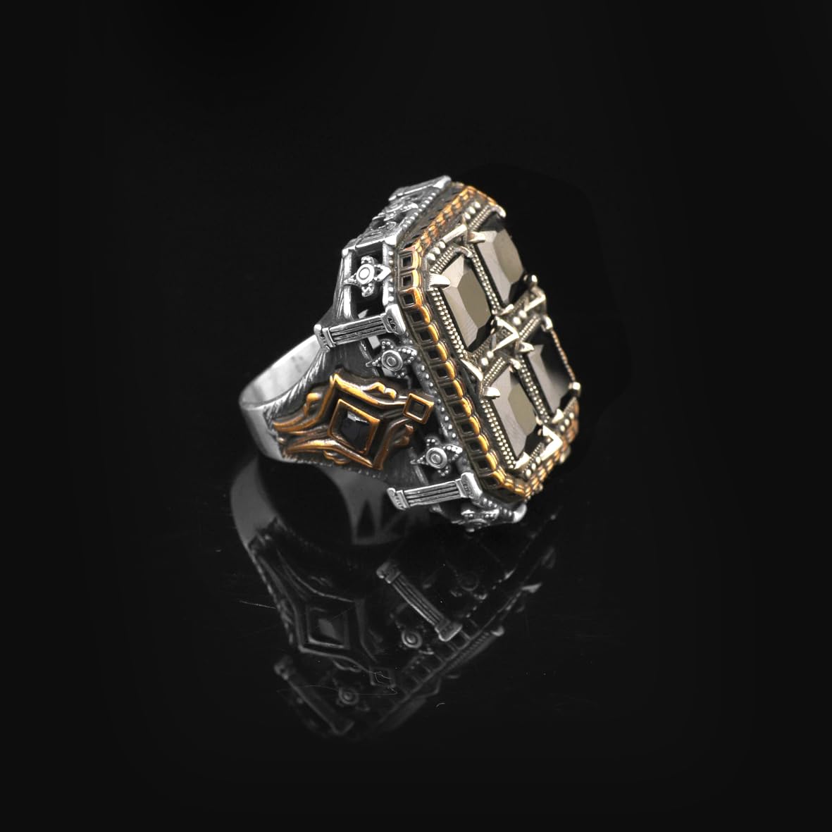 Handmade Onyx Ring Ottoman Style – Large Statement Vintage Gemstone Ring