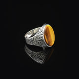 Handmade Vintage Tiger Eye Ring for Men - Oval Gemstone in Polished 925 Sterling Silver — image 4