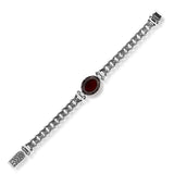 Made to Order Personalized Gothic Vintage Pattern 925 Sterling Silver Chain Bracelet for Men with Oval Carnelian Gemstone - Hand-Engraved Handmade Bracelet — image 1