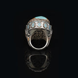 Special Turquoise Stone Ring – Large Oval Stone in Polished 925 Sterling Silver — image 6