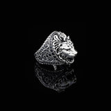 Handmade Lion Ring with Black Onyx Micro Stone - 925 Sterling Silver Men's Gemstone Jewelry — image 5