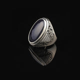 Space Onyx Stone Ring – Large Chunky Sterling Silver Ring with Micro Sapphire Stone — image 4