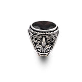 Handmade Onyx Gemstone Oval Stone Engagement Ring for Men Vintage 925 Sterling Silver — image 1