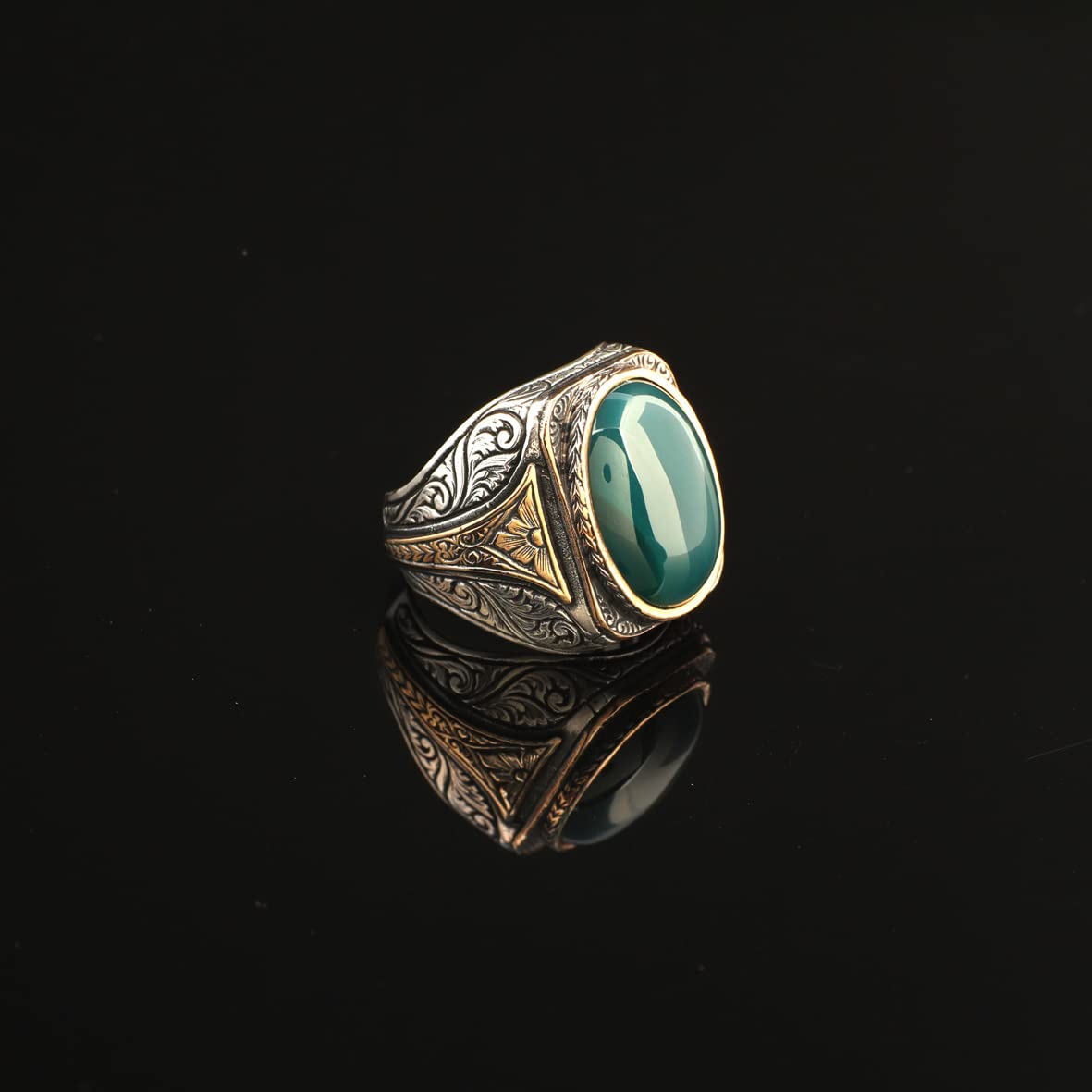 925K Sterling Silver Jade Ring