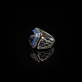 Vintage Blue Sapphire Ring - Handmade Men's Gemstone Ring in 925 Sterling Silver - Polished Turkish Engagement Ring with Silver Polishing Cloth Gift — image 5