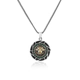 Sterling Silver Lion Necklace with Emerald Pendant — image 1