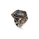 Mystical Topaz Lion Ring – Vintage Animal Gemstone Sterling Silver Engagement Ring for Men – Handmade Men's Silver Rings with Custom Engraving + Gift Silver Polishing Cloth — image 1
