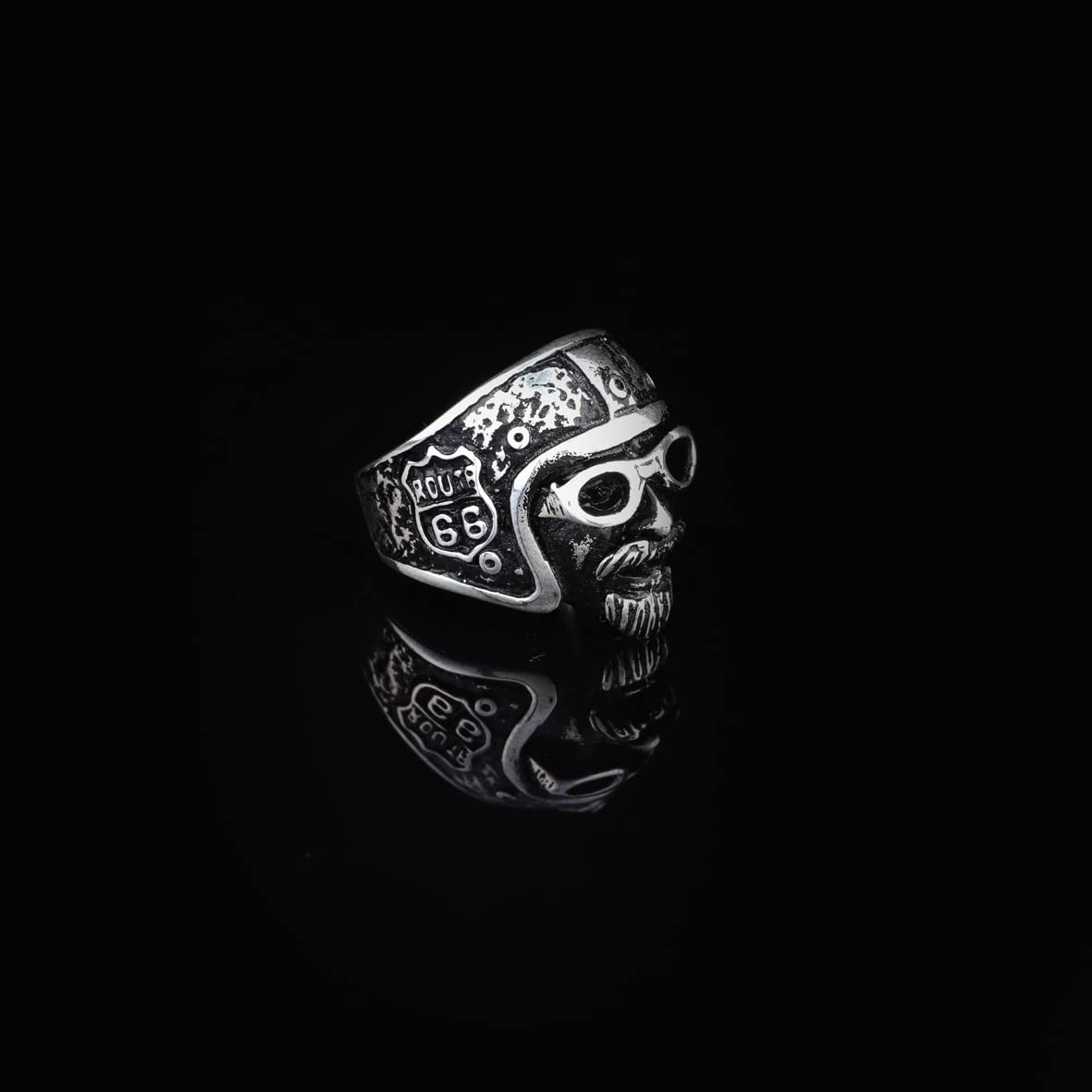 925K Sterling Silver Mens Biker Ring
