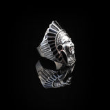 American Indian Chief Handmade Silver Men Ring — image 3