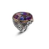 Special Turquoise Stone Ring – Large Oval Stone in Polished 925 Sterling Silver — image 1