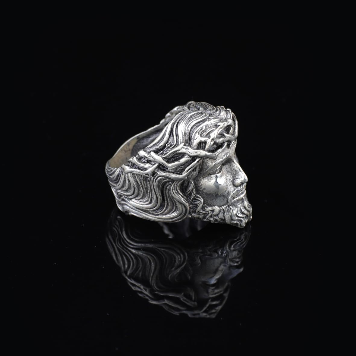 Jesus Christ Crown of Thorns Handmade Sterling Silver Men Ring