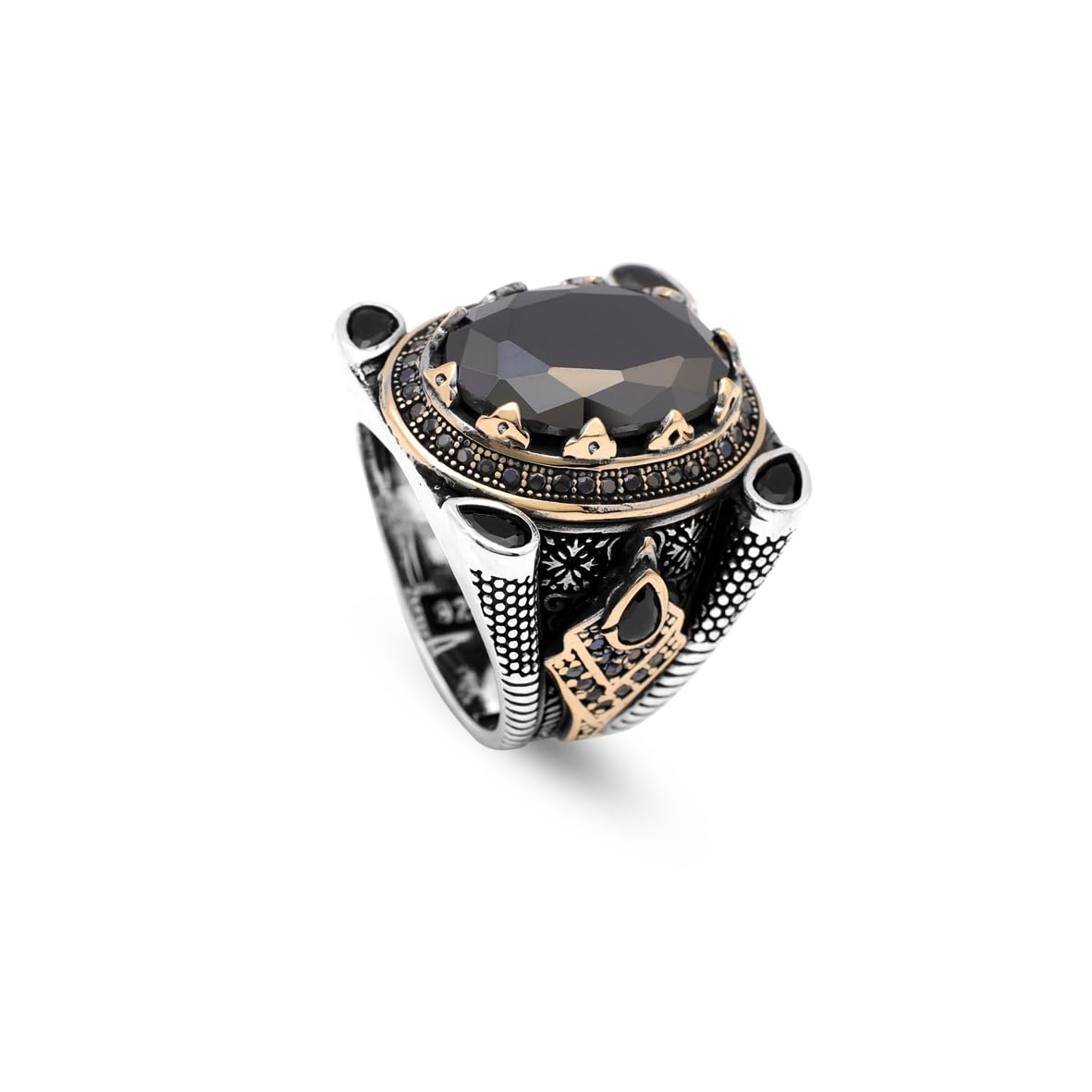 Handmade Onyx Ring for Men – Ottoman Style Gemstone in Sterling Silver