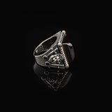 Ruby Lion Ring with Sword Design – Vintage Handmade Sterling Silver Ring for Men — image 4