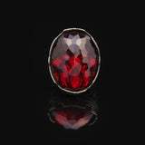 Garnet Ring with Large Oval Stone – Vintage 925 Sterling Silver Men’s Ring — image 3
