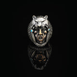 American Indian Chief Signet Ring - Handmade Vintage Lion Signet Ring for Men — image 3