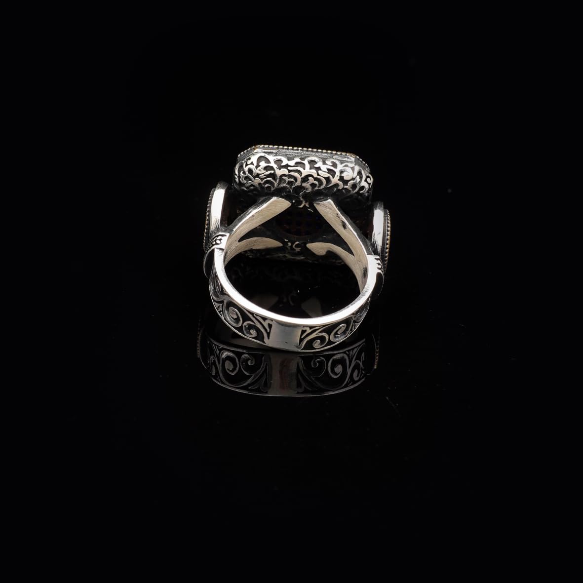 Handmade Sapphire Statement Ring - Vintage 925 Sterling Silver Men's Ring with Micro Stone
