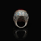 Garnet and Micro Turquoise Ring – Large Oval Vintage Men’s Ring in Polished 925 Sterling Silver — image 6