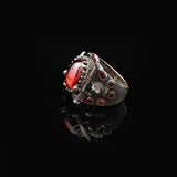 Mens Wolf Garnet Sword Ring – Handmade Sterling Silver Animal Ring — image 5