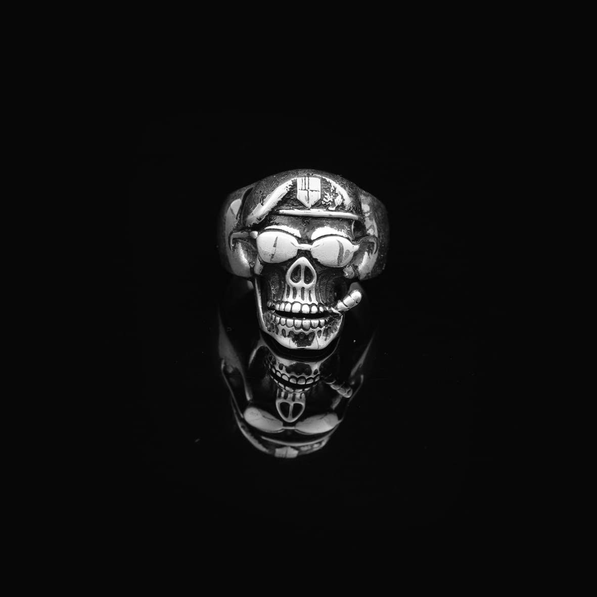 Skull Handmade Sterling Silver Men Biker Ring