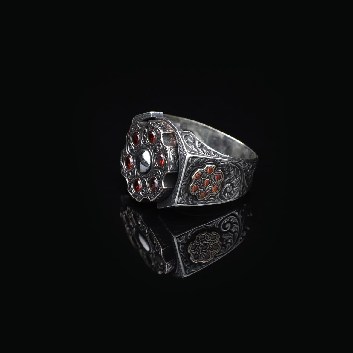 Men's 925 Sterling Silver Ruby Rotating Ring - Ruby Rotating Ring for Men - Birthday Gifts