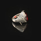 Garnet Ring Ottoman Vintage Ring Sterling Silver Ring Pinky Ring Silver Signet Ring Gemstone Ring Ottoman Statement Ring Vintage Ring Gift for Him — image 4