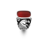 Vintage Eagle Ring with Carnelian Gemstone - Custom Engraved Sterling Silver Signet Ring — image 1