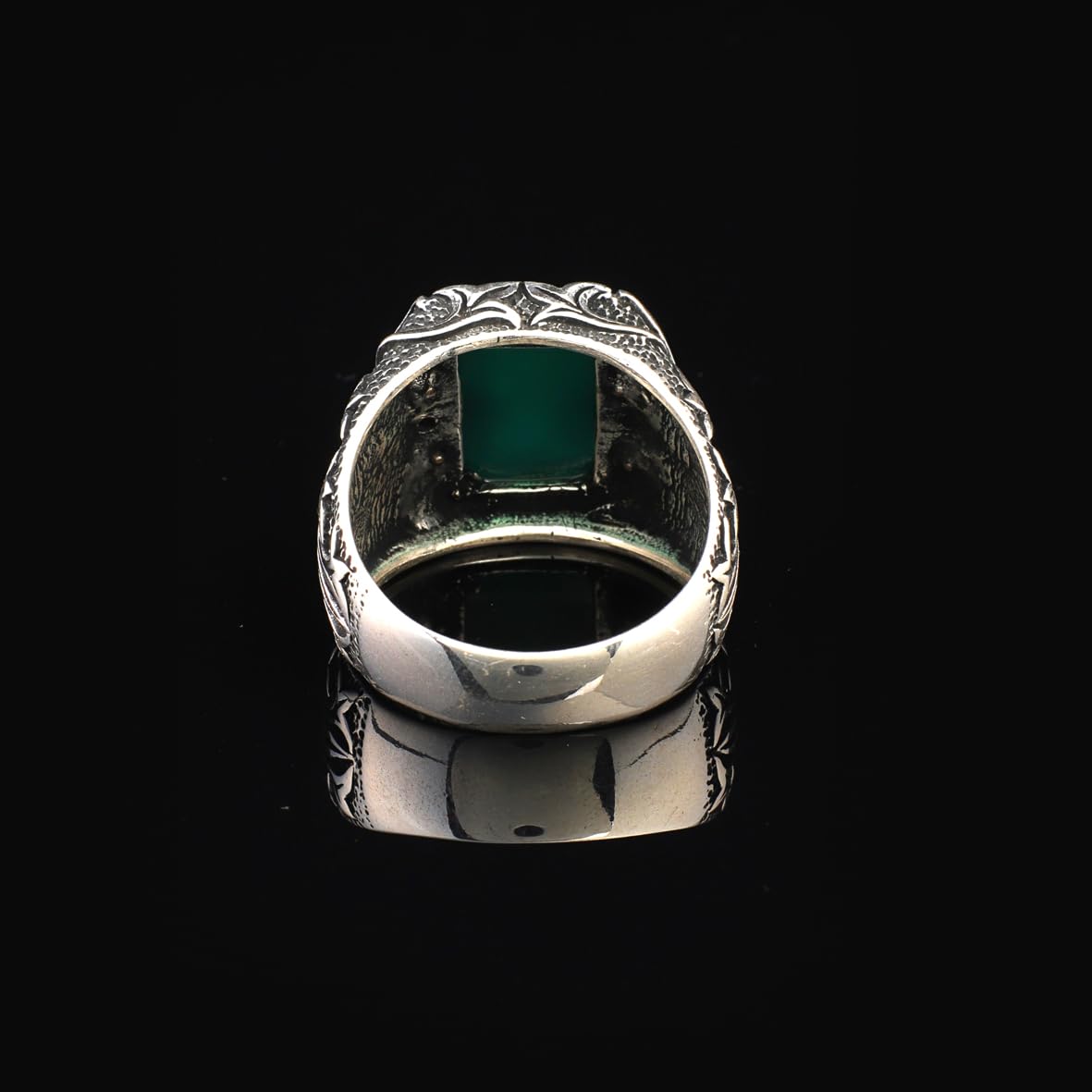 Sterling Silver Jade Ring - Men's Sword Pinky Ring