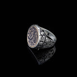 Handmade 925 Sterling Silver Custom Signet Ring with Egyptian Mythology Design - Men's Jewelry with Silver Polishing Cloth Gift — image 3