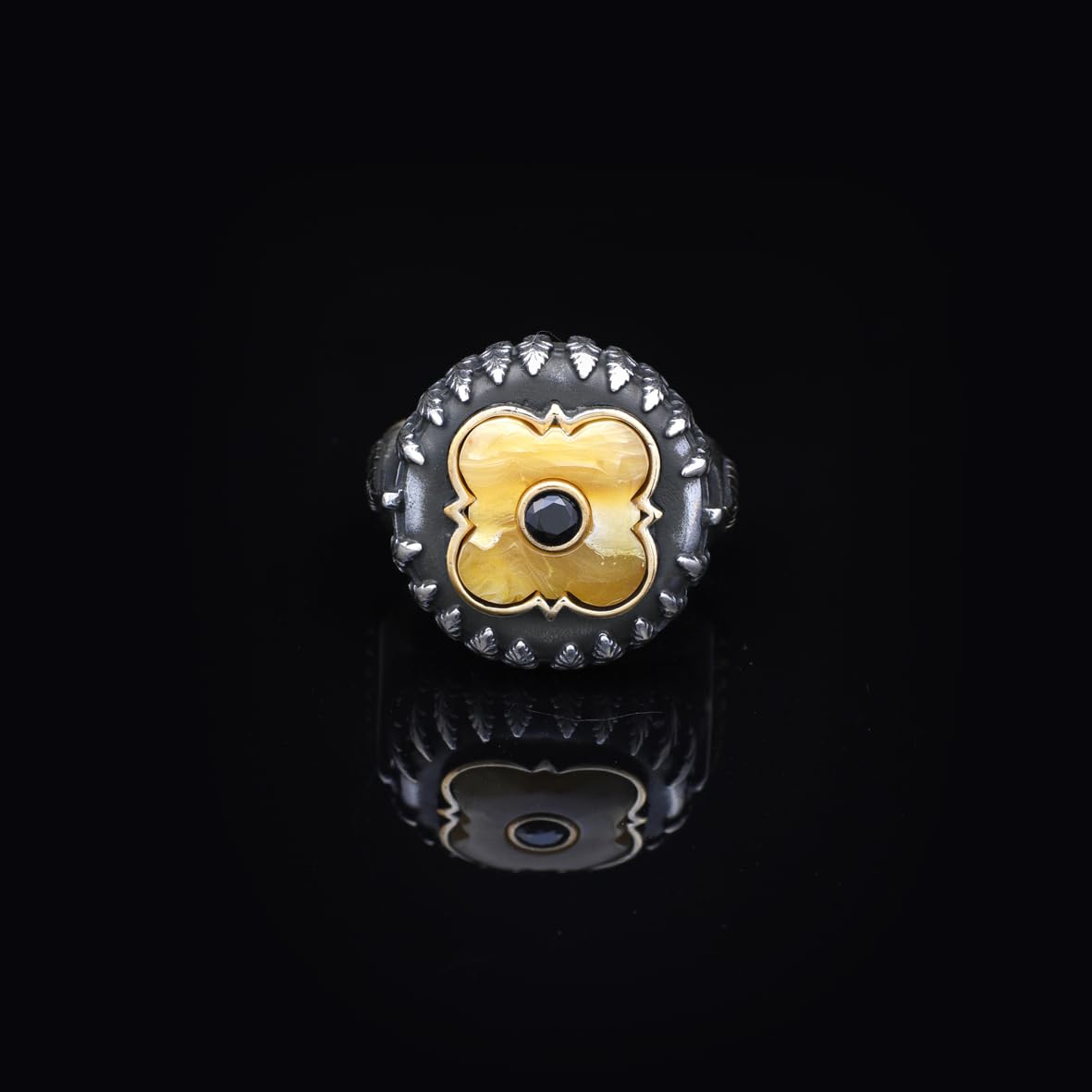 Vintage Tiger Eye and Black Onyx Knife Ring - Handmade 925 Sterling Silver Men's Ring with Gemstone