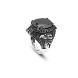 Sterling Silver Eagle Ring with Black Onyx - 925 Sterling Silver Eagle Ring with Black Onyx for Men - Birthday Gifts — image 1