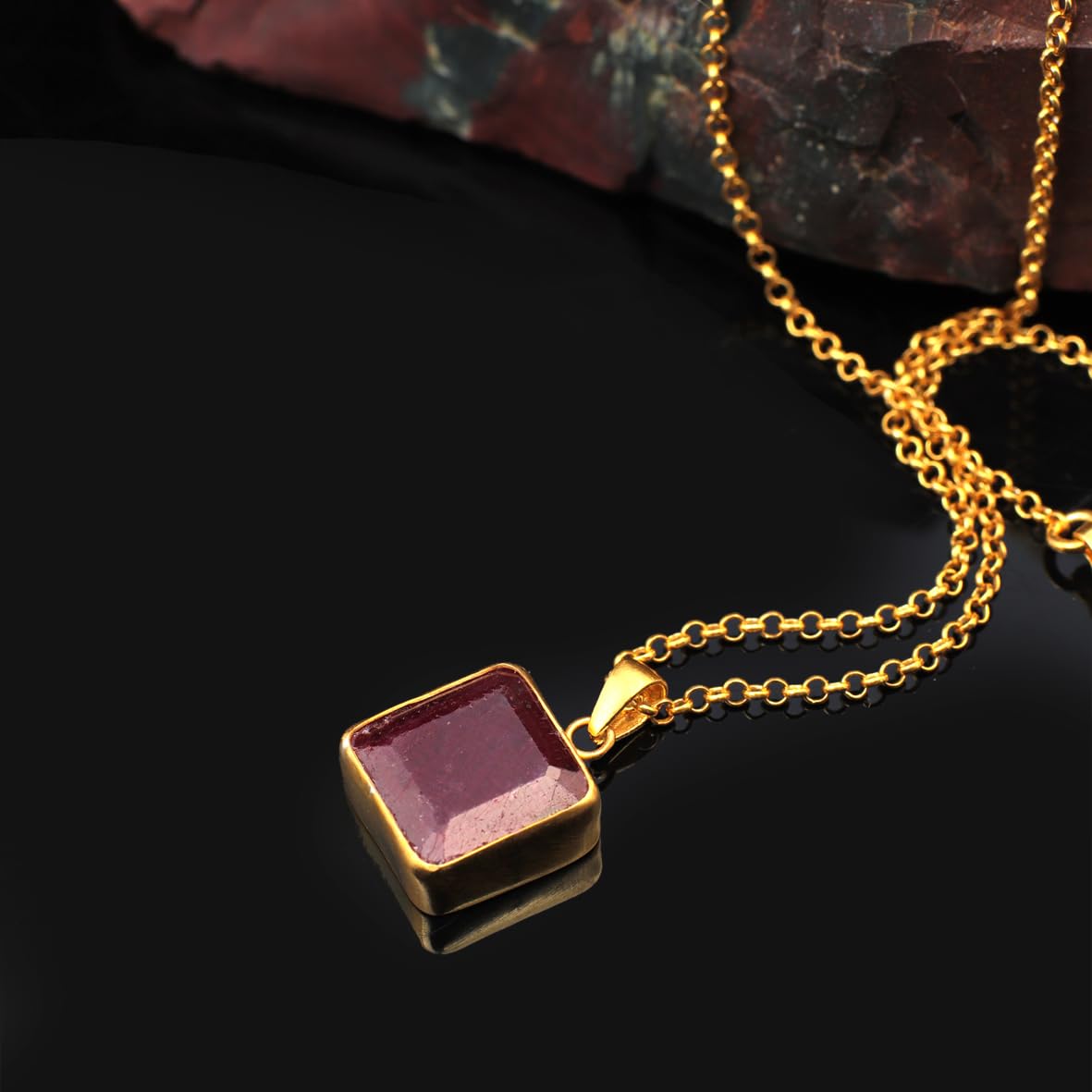 Sterling Silver & Gold Emerald Necklace – Gemstone Biker Necklace for Men