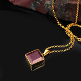 Sterling Silver & Gold Emerald Necklace – Gemstone Biker Necklace for Men — image 2