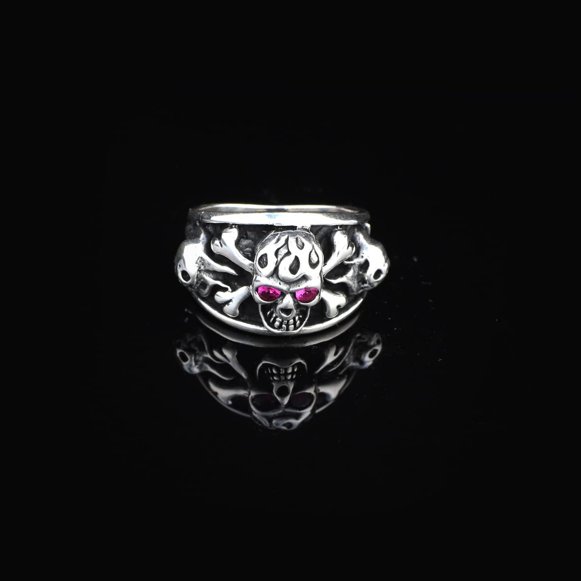 Skull Handmade Sterling Silver Men Biker Ring