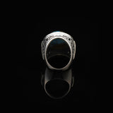 Mens Sterling Silver Turquoise Ring – Special Large Gemstone Ring with Chunky Ottoman Design — image 5