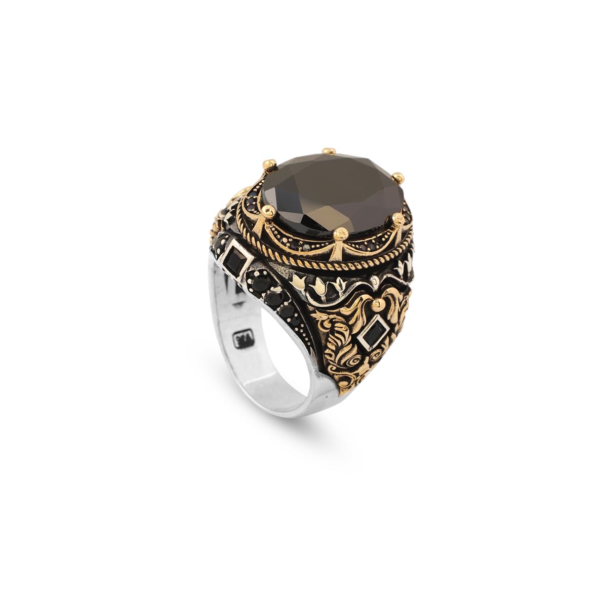 Large Statement Onyx Ring Ottoman Style – Handmade Vintage Gemstone Ring