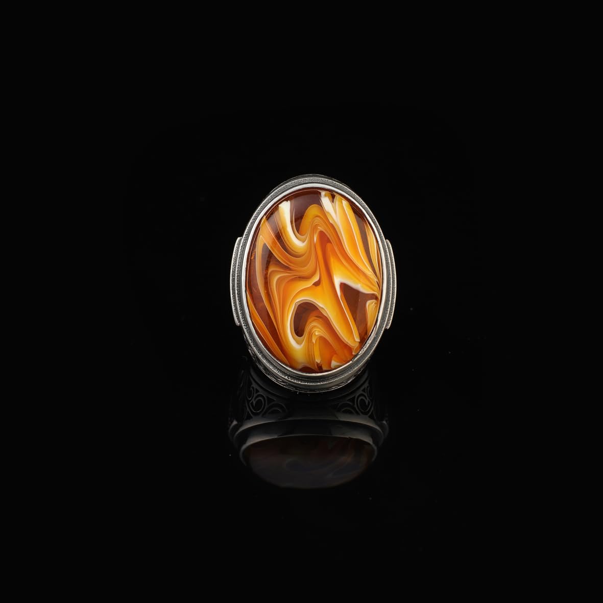 Squeeze Amber Ring – Large Chunky Sterling Silver Ring with Micro Sapphire Stone