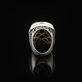 Men’s Chunky Sterling Silver Garnet and Micro Sapphire Ring – Handmade Ottoman Gemstone Ring with Vintage Design — image 6