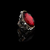 Handmade Garnet Ring – Chunky Sterling Silver Engagement Ring for Men — image 4