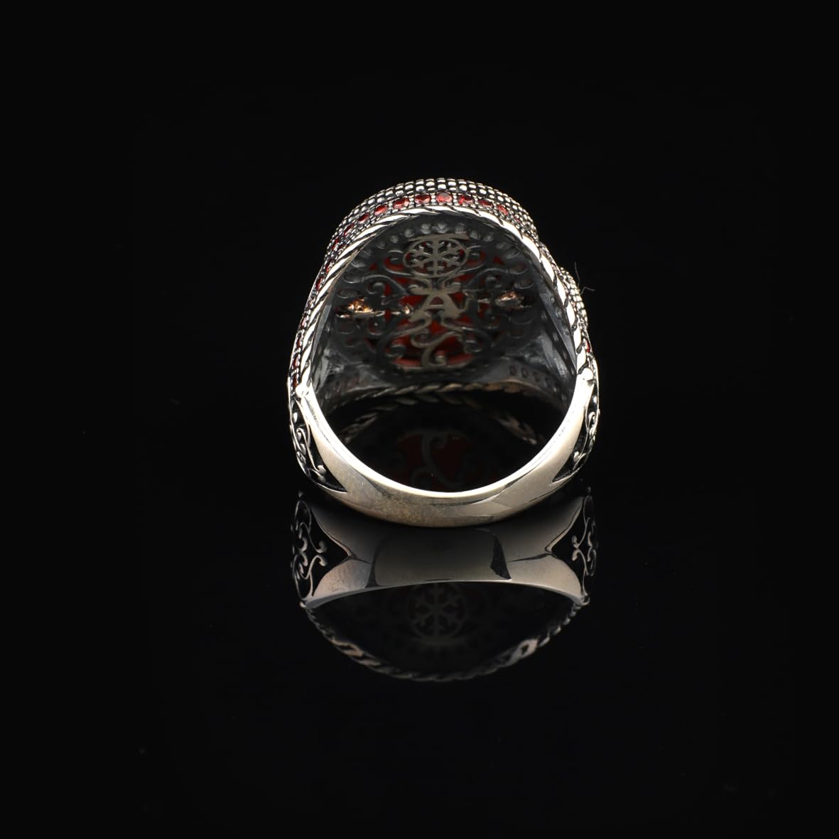 Men’s Snake Carnelian Ring - Handmade Animal Pinky Ring in Sterling Silver