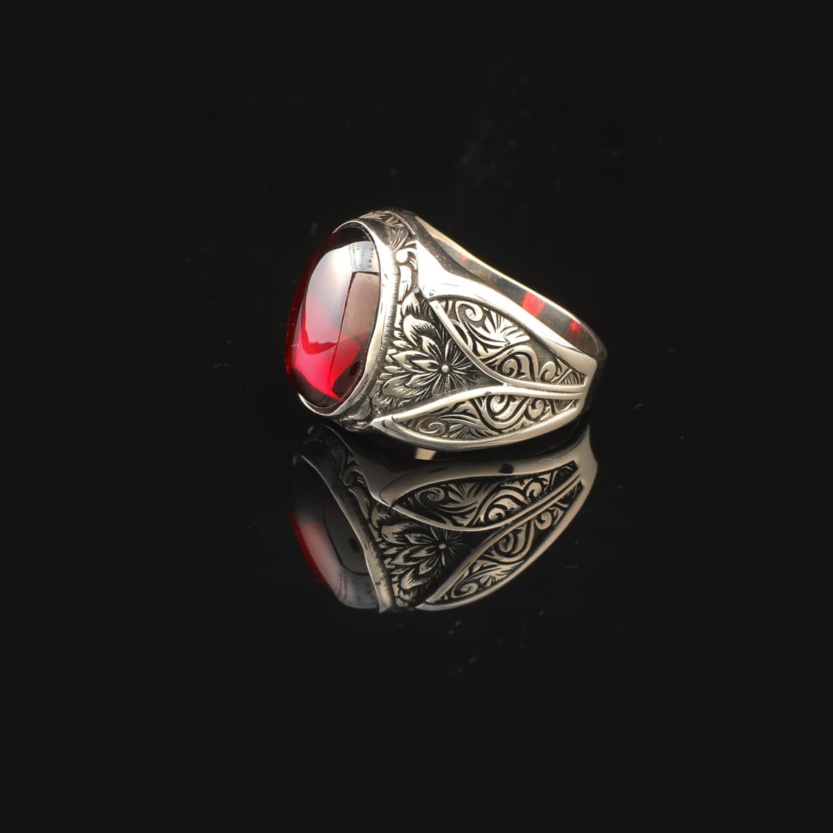 Ruby Ring Ottoman Vintage 925 Sterling Silver Ring Engagement Promise Ring for Him Gemstone Ring Gift for Husband