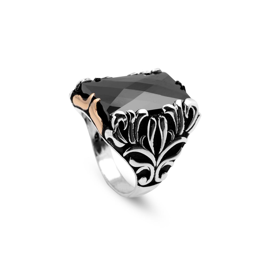 Vintage Ottoman Large Onyx Gemstone Ring for Men – Handmade 925 Sterling Silver Engagement Ring with Custom Engraving & Gift Silver Polishing Cloth