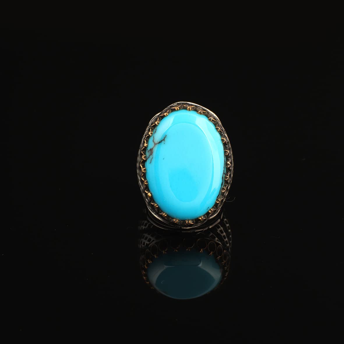 925K Silver Large Stone Ring Men