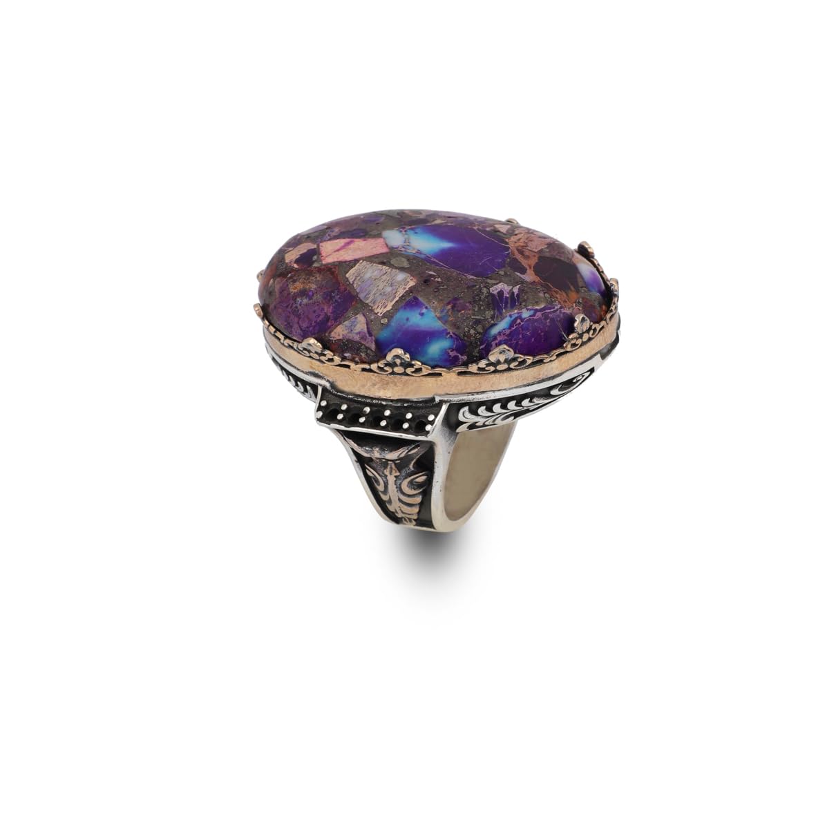 Special Turquoise Men’s Ring with Large Oval Stone – Vintage 925 Sterling Silver Ring